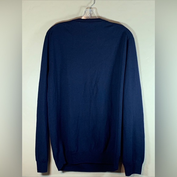 J. Crew V-Neck 100% Merino Wool Sweater Navy Blue Men’s XL - Picture 5 of 5